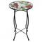 19" Red Cardinal & Pinecone Glass Patio Side Table